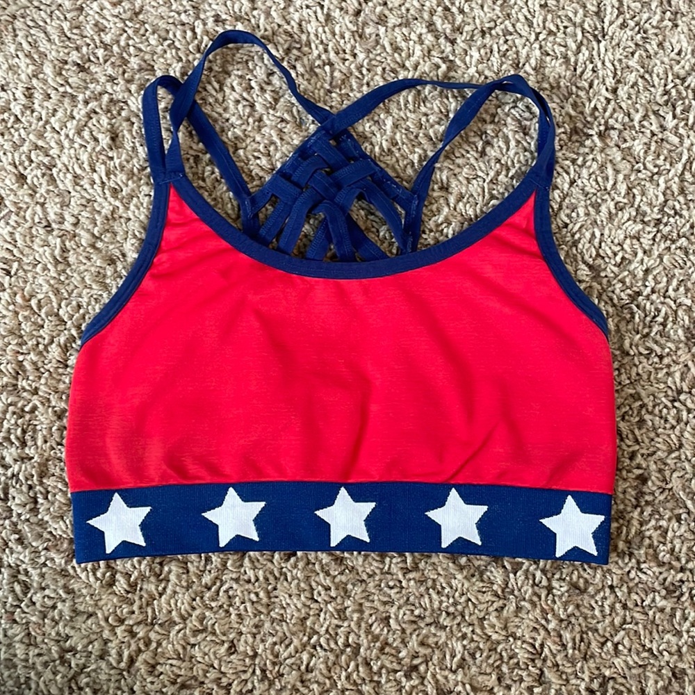 Red/white/blue sports bra